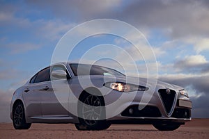 Alfa Romeo Giulia standing in the middle of the desert 24.12.2020.  Namibia
