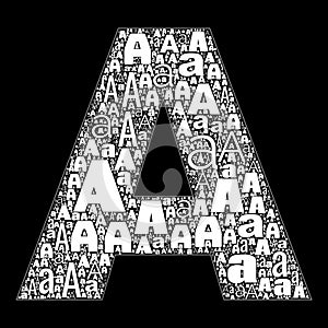 Alfabet Letters A-Z Text Illustration Black Background