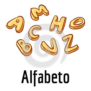 Alfabeto pasta icon, cartoon style photo