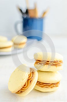 Alfajores cookies filled with caramel milk