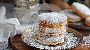 Alfajores traditional argentina sweet cookies on a table