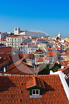 Alfama District in Lisbon with Monastery of Sao Vicente de Fora