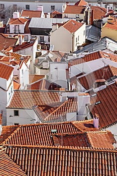 Alfama District orange rooftops seen from Miradouro de Santa Luzia. Lisbon, Portugal photo