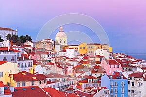 Alfama at night, Lisbon, Portugal