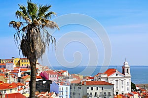 Alfama and the Tagus River in Lisbon, Portugal