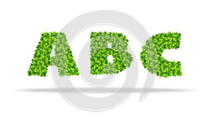 Alfavit from the leaves of the clover. Letters ABC.