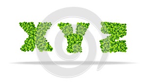 Alfavit from the leaves of the clover. Letters XYZ. photo