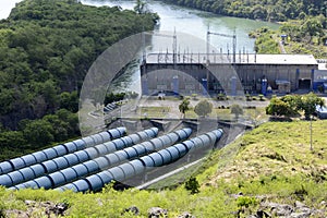 Powerhouse of Magat River hydro electric dam in mountainous Ifugao