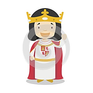 Alfonso X of Castile The Wise cartoon character. Vector Illustration photo