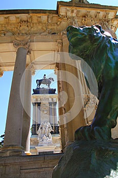 Alfonso XII monument Madrid in Retiro park photo