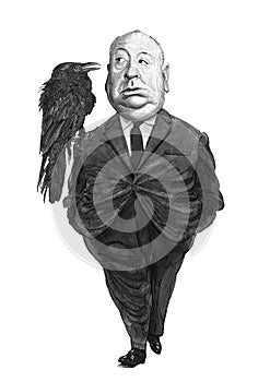 Alfred Hitchcock sketch illustration portrait