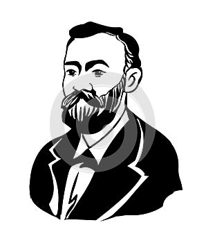 Alfred Nobel.Vector portrait of Alfred Bernhard Nobel. photo