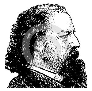 Alfred Tennyson, vintage illustration