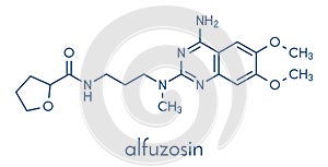 Alfuzosin benign prostate hyperplasia BPH drug molecule. Skeletal formula.