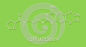 Alfuzosin benign prostate hyperplasia BPH drug molecule. Skeletal formula.