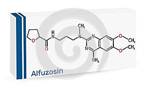 Alfuzosin molecule. It is antineoplastic agent, an antihypertensive agent, an alpha-adrenergic antagonist. Skeletal chemical photo