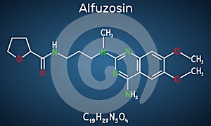 Alfuzosin molecule. It is antineoplastic agent, an antihypertensive agent, an alpha-adrenergic antagonist. Structural chemical photo
