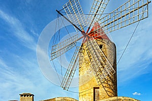 Algadia, Mallorca, Spain, An old windmill in the city