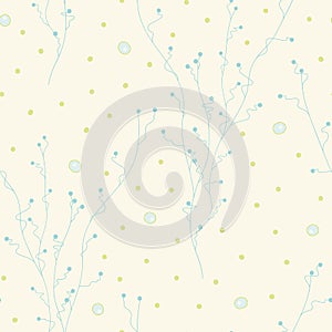 Algae Grove Soft. Vector ivory seamless pattern background.