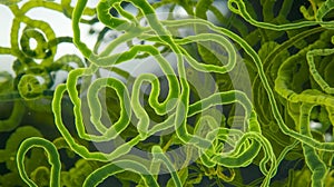 Algae under microscopic view with visible cells.