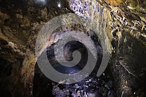 Algar Do Carvao the magma chamber of the volcano Guilherme Moniz, Terceira Island, Azores