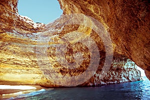 Algarve benagil cave on summer sinshine