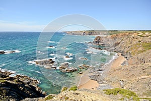 Algarve: Coastline with cliffs and small beach near Praia de Odeceixe, Portugal