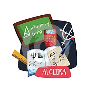 algebra academic subject. Vector illustration decorative design