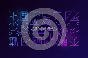 Algebra vector colorful illustration in outline style