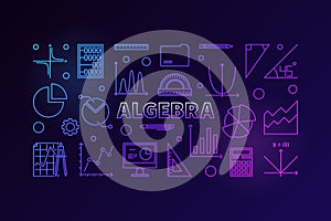 Algebra vector colorful illustration in outline style photo