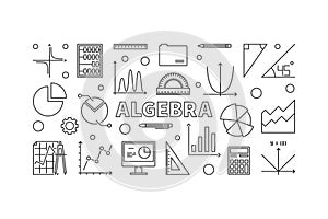 Algebra vector horizontal banner or illustration