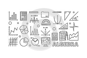 Algebra vector outline illustration or banner