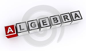 algebra word block on white