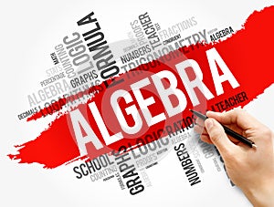 Algebra word cloud collage, education concept