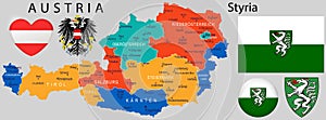 Styria coat of arms and map vector
