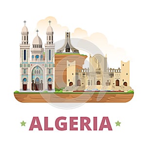 Algeria country design template Flat cartoon style