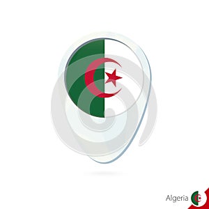 Algeria flag location map pin icon on white background