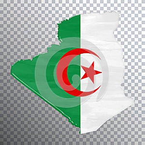 Algeria flag and map, transparent background