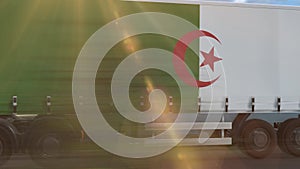 Algeria flag shown on the side of a large truck