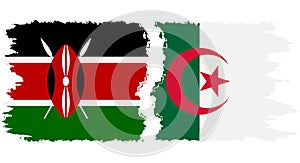 Algeria and Kenya grunge flags connection vector