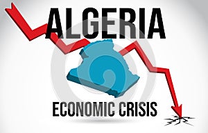 Algeria Map Financial Crisis Economic Collapse Market Crash Global Meltdown Vector