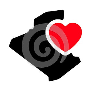 Algeria map and heart symbol glyph icon