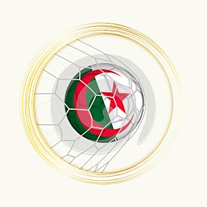 Algeria scoring goal, abstract football symbol with illustration of Algeria ball in soccer net