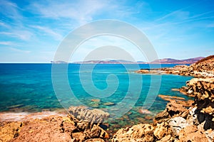 Alghero rocky shore in motion blur effect