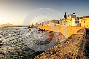 Alghero, Sardinia: defensive walls in the sunset