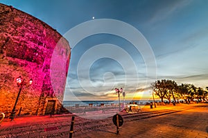 Alghero seafront on a clear night