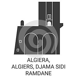 Algiera, Algiers, Djama Sidi Ramdane travel landmark vector illustration