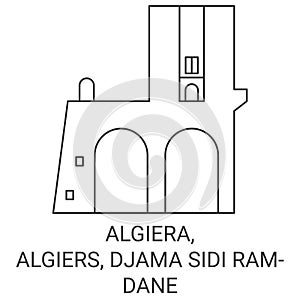 Algiera, Algiers, Djama Sidi Ramdane travel landmark vector illustration