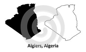 Algiers Algeria. Detailed Country Map with Capital City Location Pin.