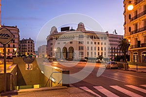 Algiers, Algeria Ã¢â¬â February 21, 2014 Ã¢â¬â Sunrise at the Algiers Central Post Office